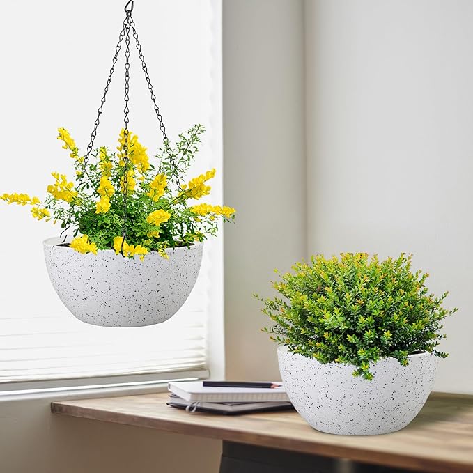 10 inch Hanging Planters for Indoor Outdoor Plants, 2 Pack Hanging Flower Pots - Image 5