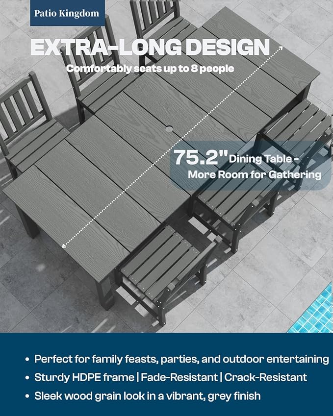 9-Piece Grey Outdoor Dining Set - Image 2