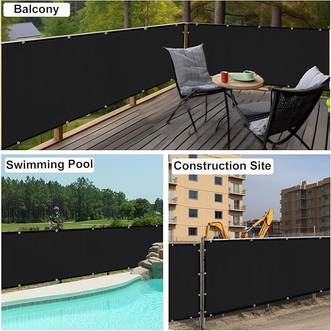 UPGRADE Privacy Fence Screen 4'x35' Black Outdoor 90% Visibility Blockage 170 - Image 8