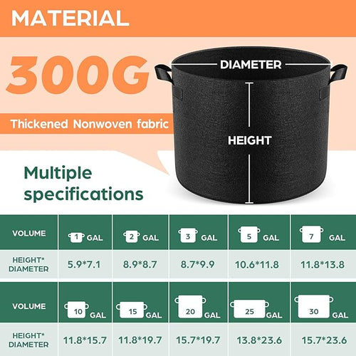 5 Pack 25 Gallon Grow Bags, Thickened Nonwoven Fabric Planter Pots - Image 2