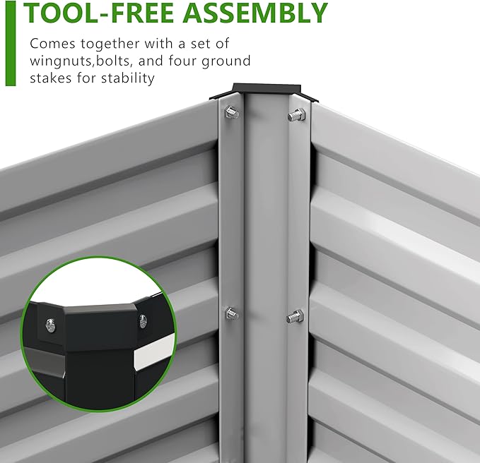 2PCS 9x3x1ft Galvanized Raised Garden Bed Kit, Metal Planter Box - Image 5