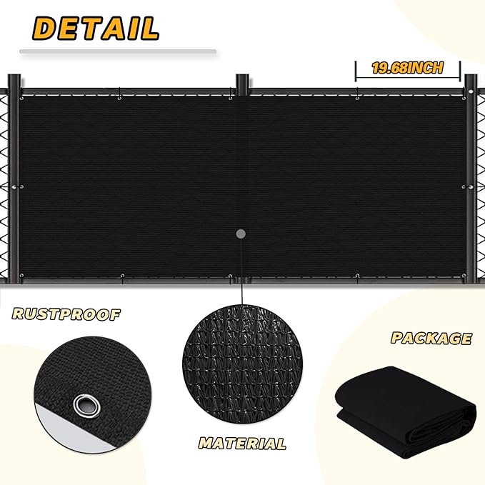 LOVE STORY 3'x6' Black Balcony Screen Privacy Fence Cover UV Protection - Image 4