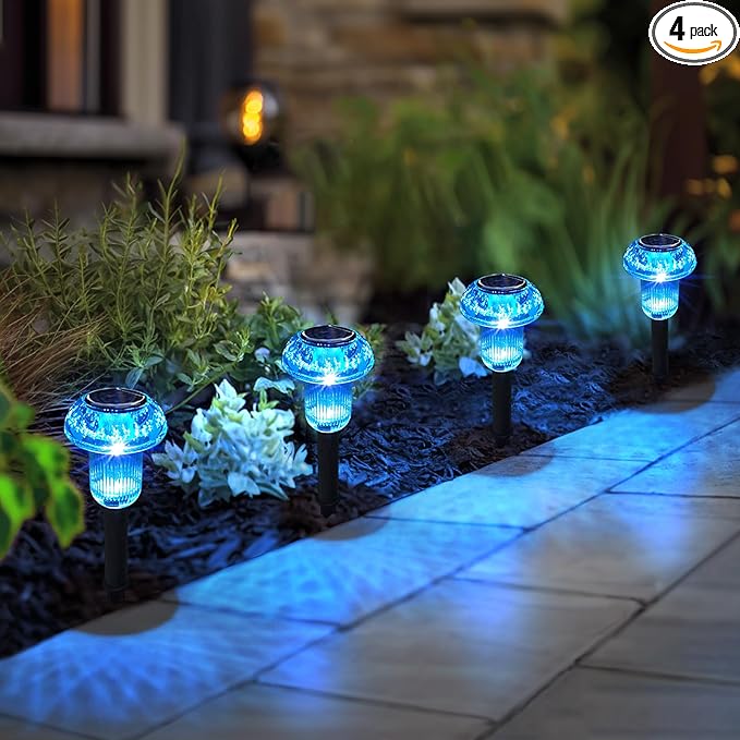 Easter Solar Pathway Lights Outdoor Decorative 4 Pack, Valentines Day Halloween by COZYPAVILION
