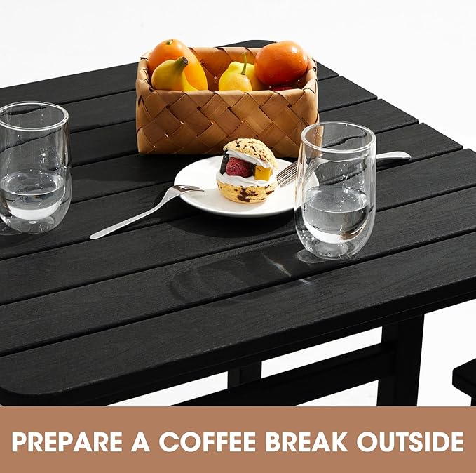 SERWALL Balcony Adirondack Chairs and Table 3 Pieces Set, Adirondack Bar Height - Image 2