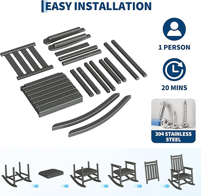 HDPE Rocking Chair Outdoor Set of 2 - Image 5