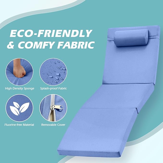 Chaise Lounge Chairs Outdoor Set of 4, Comfy Outside Wicker Patio Pool Lounge - Image 5