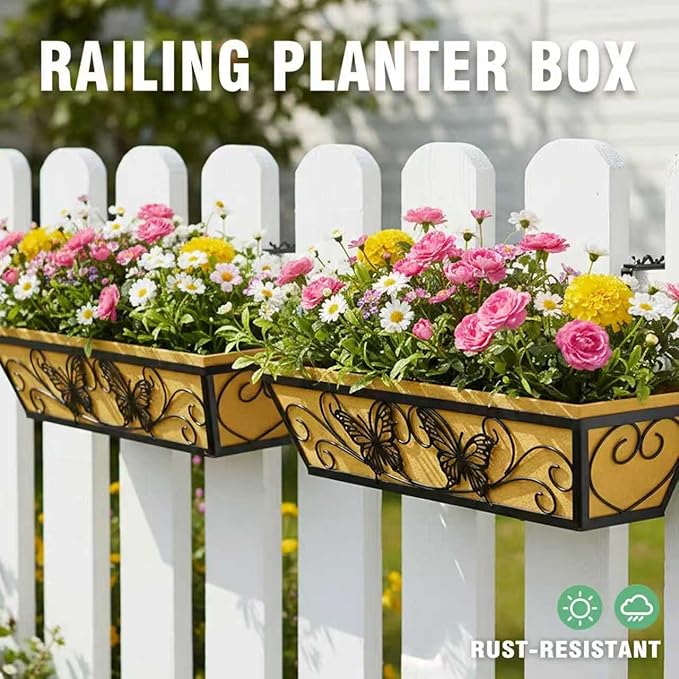 6 Pack 24 Inch Window Boxes Planter Railing Planters Box - Image 4