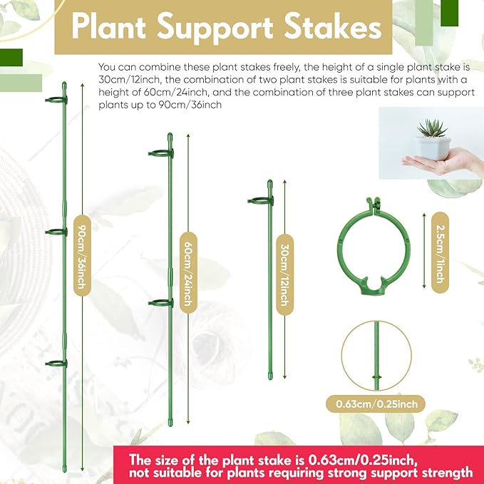 meekoo 120 Pcs Adjustable Garden Plant Support Stakes Single Stem Plant Cage - Image 2