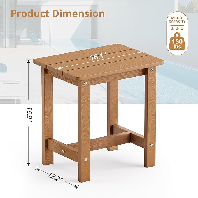 LUE BONA Outdoor Side Table Set of 2, HDPS Small Outdoor Adirondack Side Tables - Image 3