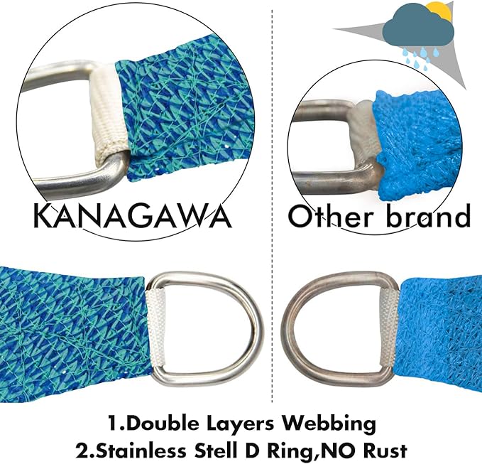 KANAGAWA 14'X22' Turquoise Mix Custom Size Sun Shade Sail Rectangle UV Block - Image 5