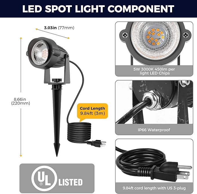 L LOHAS LED 5W Dusk to Dawn Outdoor Lighting, Auto On/Off 6000K Landscape - Image 4