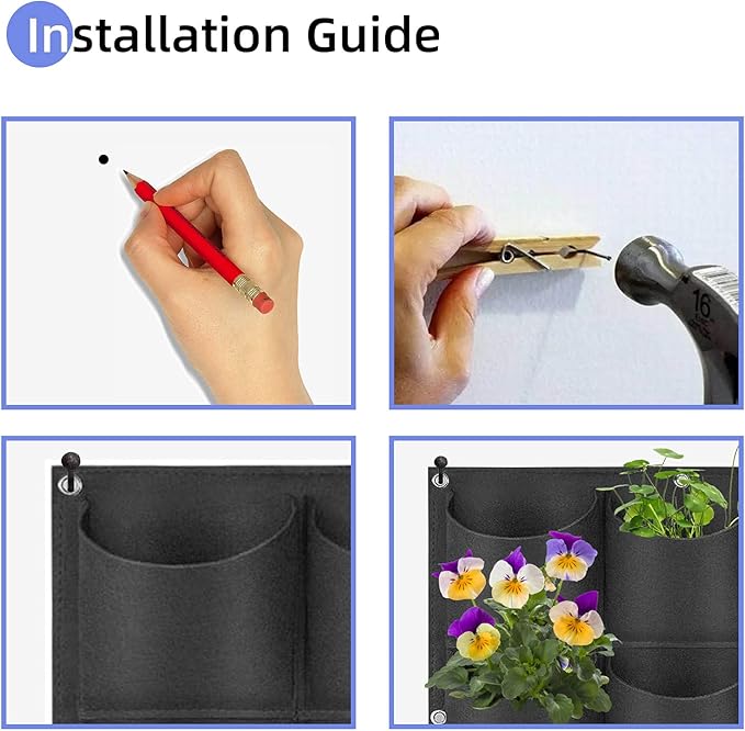 9 Pockets Hanging Planter Bags, Hanging Vertical Wall Mounted Plant Planting - Image 7