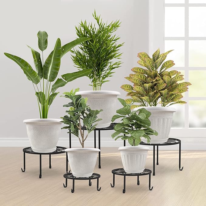 Plastic Flower Pots Planters for Indoor Plants, 4 Pack 12 Inch White Plant Pots - Image 6