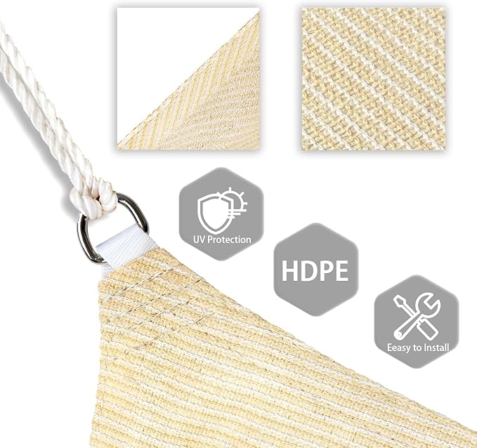 Patio Paradise 22' x 22' x 22' Sun Shade Sail Triangle Canopy Shade Cloth - Image 3