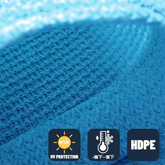 SUNNY GUARD Custom Size 14'x24' Turquoise Blue Sun Shade Sail Rectangle UV - Image 4