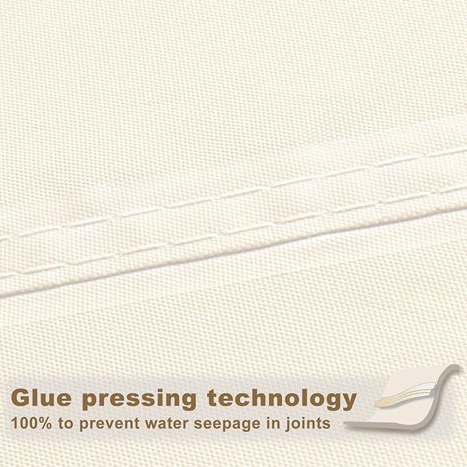 SUNNY GUARD Waterproof Sun Shade Sail 6' x 8' Cream Rectangle UV Block Sunshade - Image 3