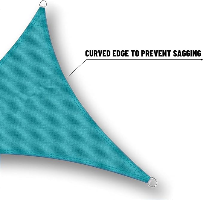 SUNNY GUARD Waterproof Sun Shade Sail 7'x9'x11.4' Turquoise Blue Right Triangle - Image 5
