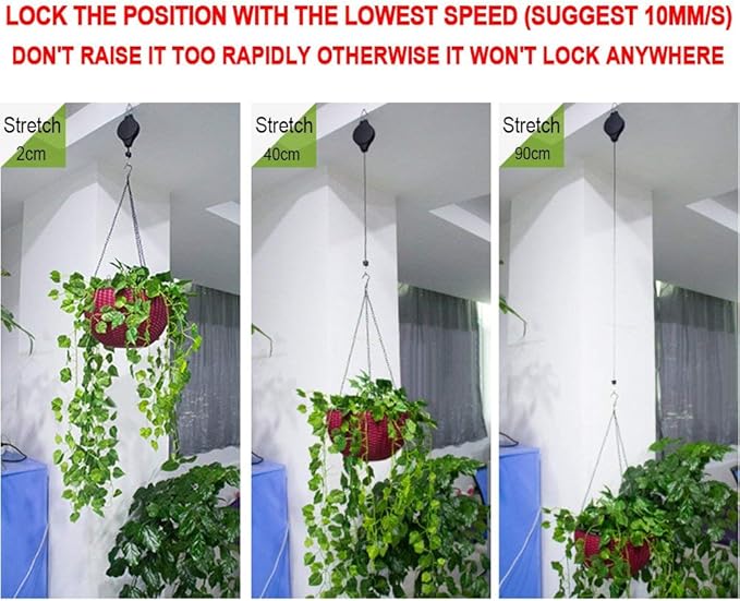 Pack Plant Hook Pulley, Retractable Plant Hanger Easy Reach Hanging Flower - Image 4