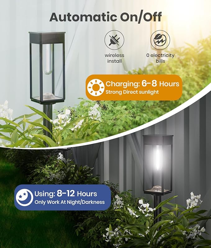 Solar Pathway Lights Outdoor, 6 Pack Bright Solar Lights Outdoor, Auto On/Off - Image 7
