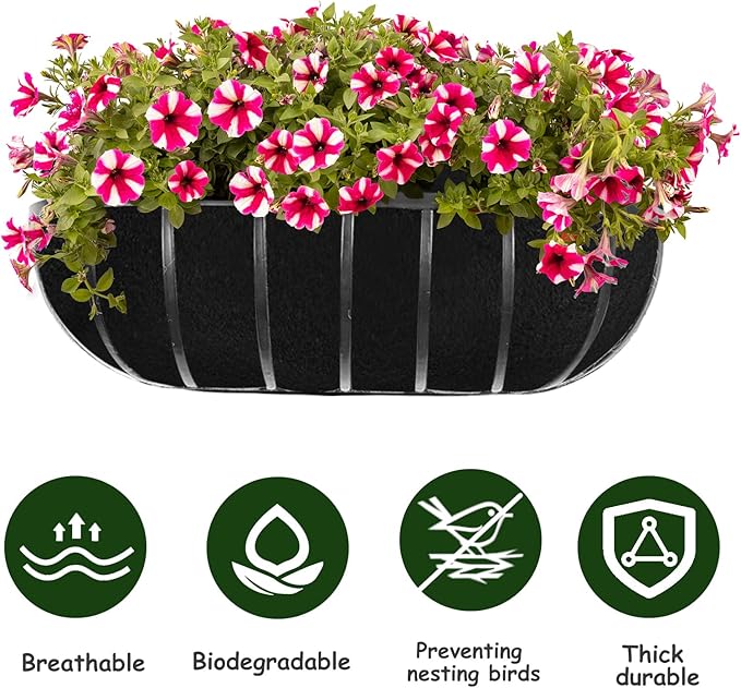3PCS 24 Inch Planter Basket Liners Fabric Window Box Liners Felt Trough Planter - Image 3