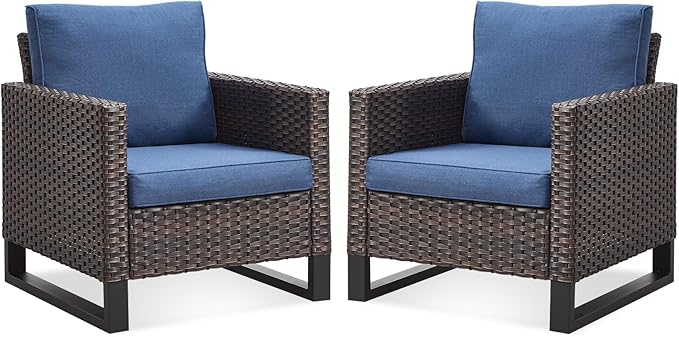 Belord Oversize Patio Chairs Set of 2 Outdoor Wicker Dining Chairs, All-Weather by Belord