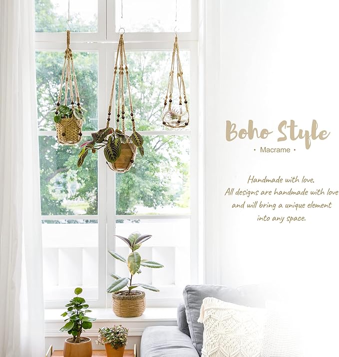 Mkono Macrame Plant Hanger Indoor Jute Hanging Planter Basket - Image 4