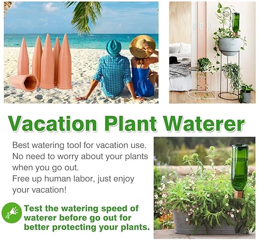 Plant Watering Devices 8 Pack Terracotta Vacation Plant Waterer Wine Bottle - Image 6