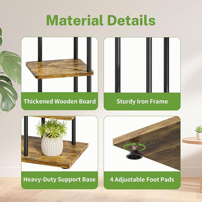 iDavosic.ly 4 Tier Plant Stand Indoor, Tiered Corner Metal Wood Multiple Flower - Image 3