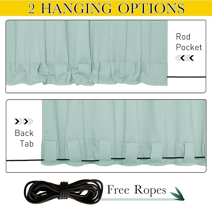 NICETOWN 2 Panels Weighted Blackout Aqua Blue Outdoor Curtains - Image 2