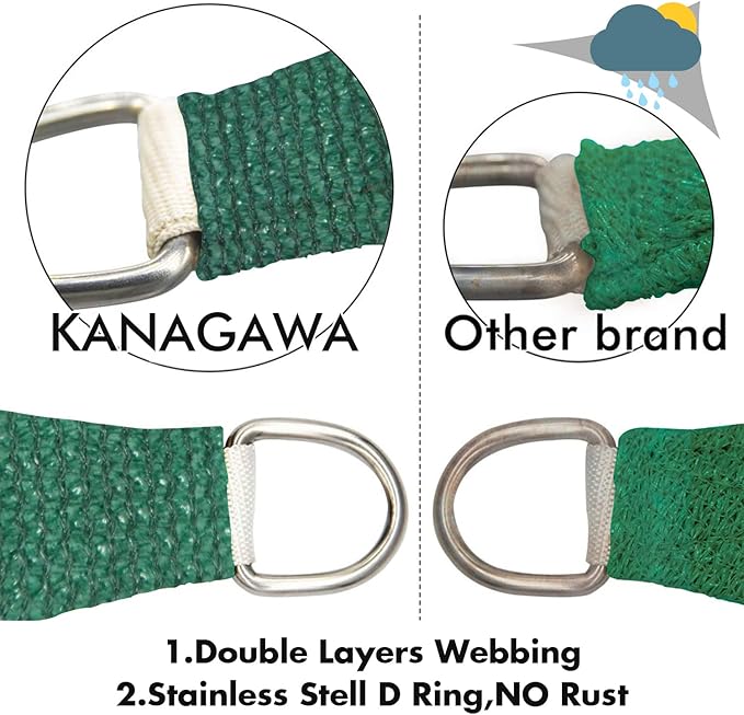 KANAGAWA 21'X22' Dark Green Custom Size Sun Shade Sail Rectangle UV Block - Image 5