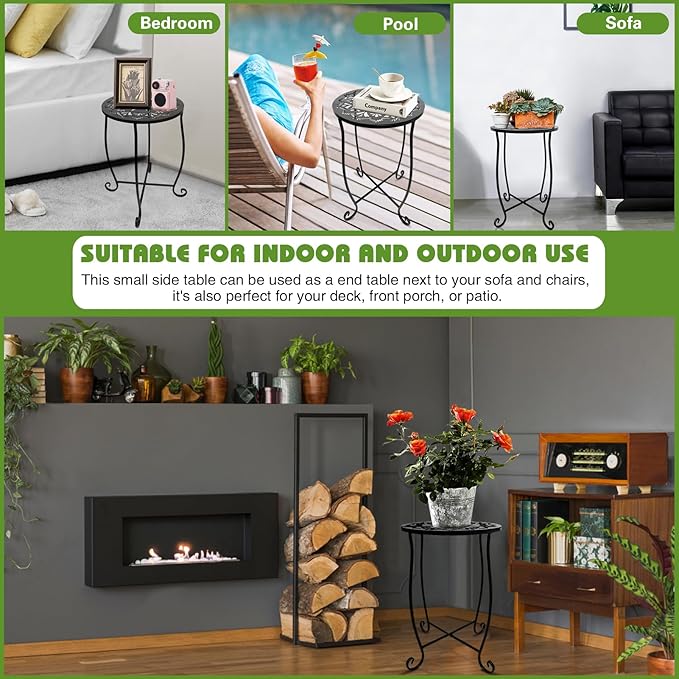 Fashion&cool Outdoor Side Tables, 2 Pack Patio Side Table, Weather Resistant - Image 5
