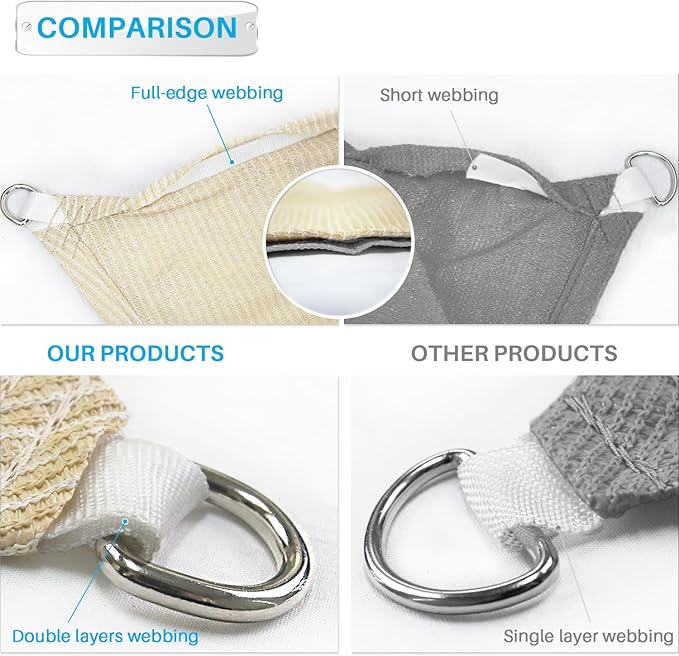 Patio Paradise 23' x 23' x 23' Sun Shade Sail Triangle Canopy Shade Cloth - Image 4