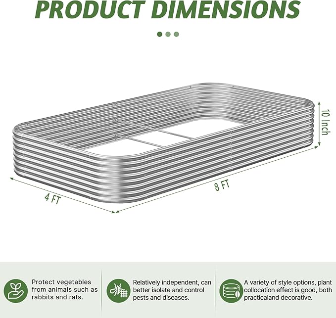 3 Pack 8x4FT Raised Beds for Gardening, Corrugated Galvanized Steel Raised - Image 2