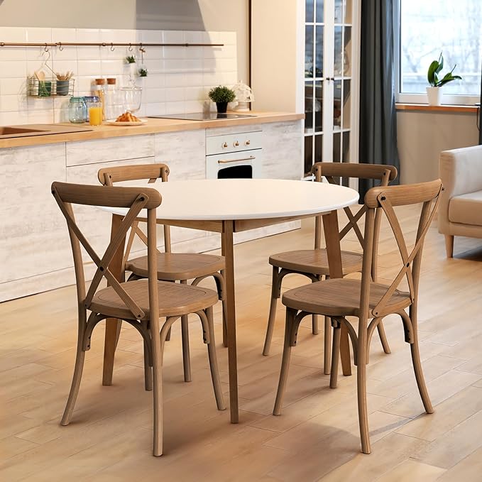 VINGLI Plastic Outdoor Dining Chairs Set of 6, Stackable Patio Farmhouse Brown - Image 4