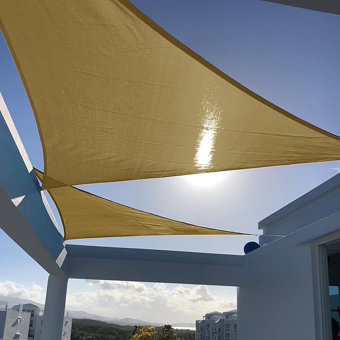 SUNNY GUARD Custom Size 7'x9'x11.4'Sand Sun Shade Sail Right Triangle UV Block by SUNNYGUARD