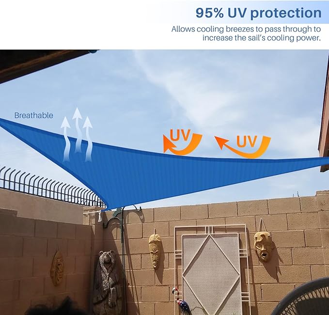 E&K Sunrise 10' x 10' x 10' Sun Shade Sail Triangle Canopy Shade Cover UV Block - Image 5
