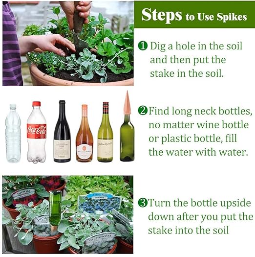 Plant Watering Devices 8 Pack Terracotta Vacation Plant Waterer Wine Bottle - Image 4