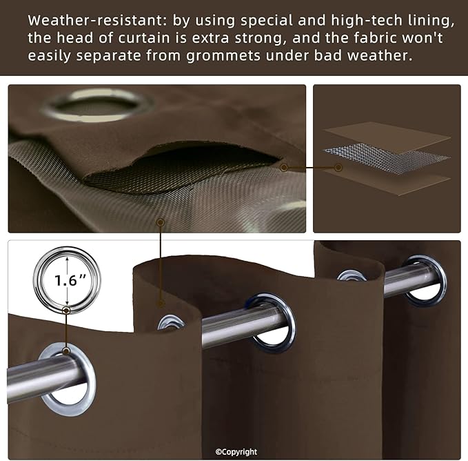 DIVA EN CAMINO DEC Outdoor Patio Curtain Waterproof Darkening Thermal Insulated - Image 3