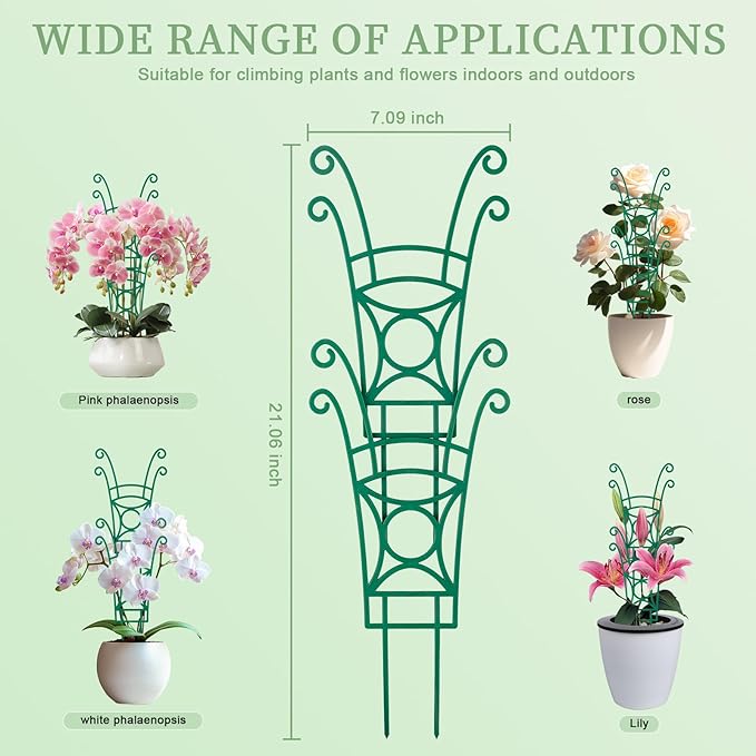 8 Pack Trellis for Potted Plants, Stackable Indoor Plant Trellis for Climbing - Image 2