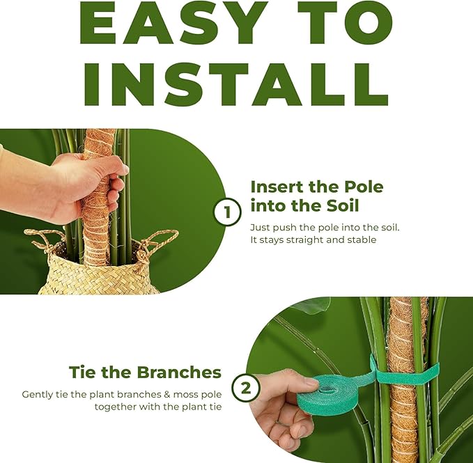 2 Pack 63 Inch Bendable Moss Pole Monstera Plant Support Stakes - Image 6