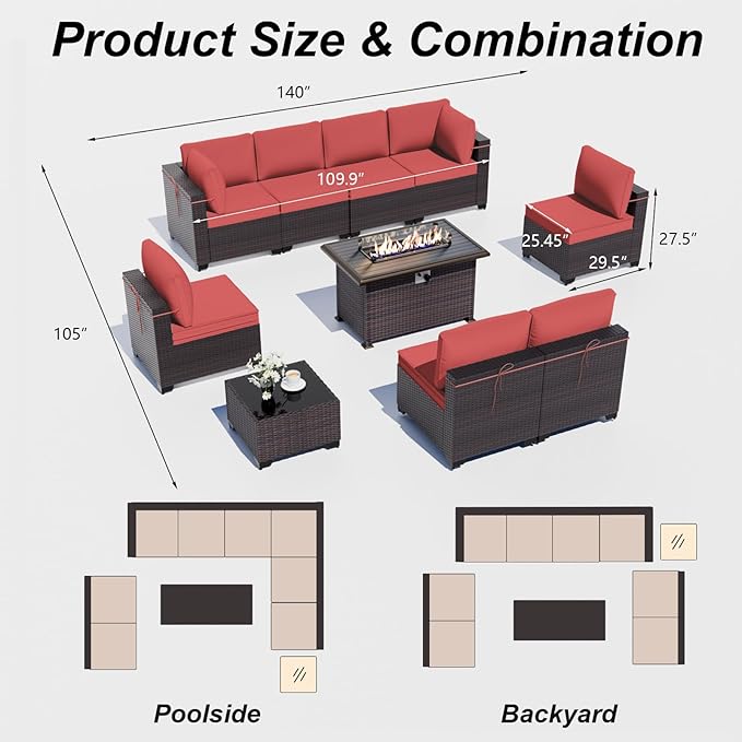 ALAULM 10 Pieces Patio Furniture Set - Image 7