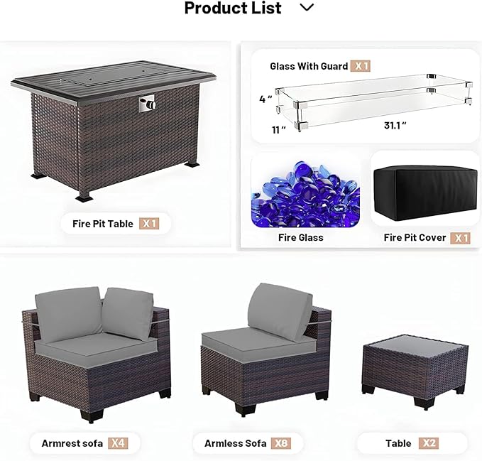Kullavik 15 Pieces Outdoor Patio Furniture Set - Image 7