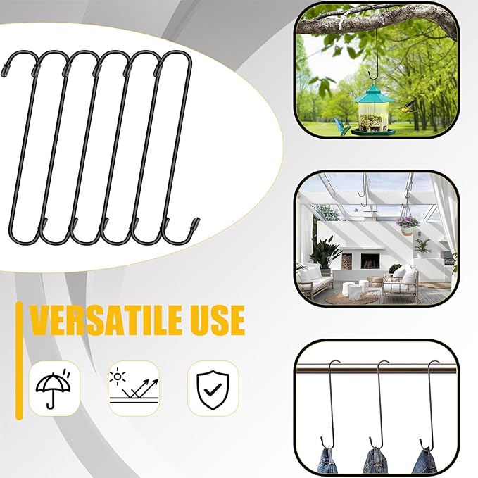 8 Pack 12 Inch Large S Hooks for Hanging Plants, Bird House and Clothes - Image 6