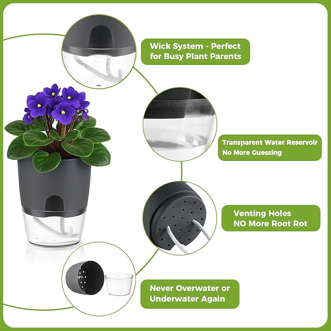 Planterhoma 6 Pack Self Watering Pots - Image 5