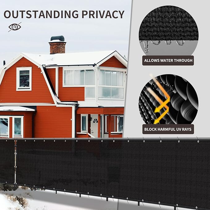 LOVE STORY Custom Size 3.3'x31' Black Balcony Privacy Screen, UV Block Privacy - Image 4
