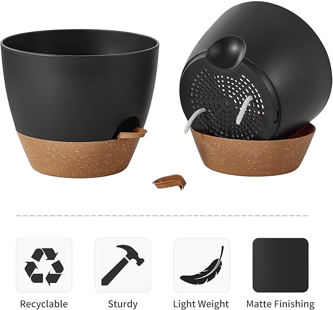 FaithLand 3-Pack Large Planter Pots, 12 10 9 Inch Self Watering Flower Pots - Image 5