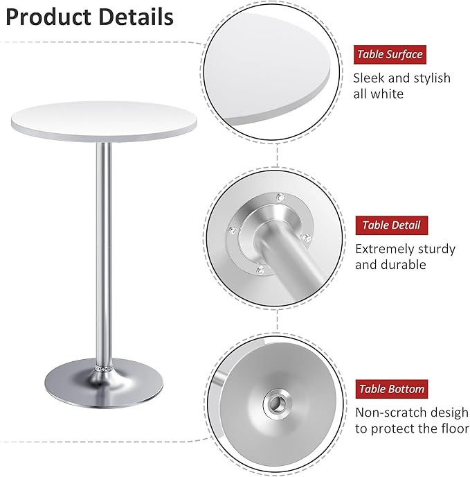 Furmax Bistro Pub Table Round Bar Height Cocktail Table - Image 4