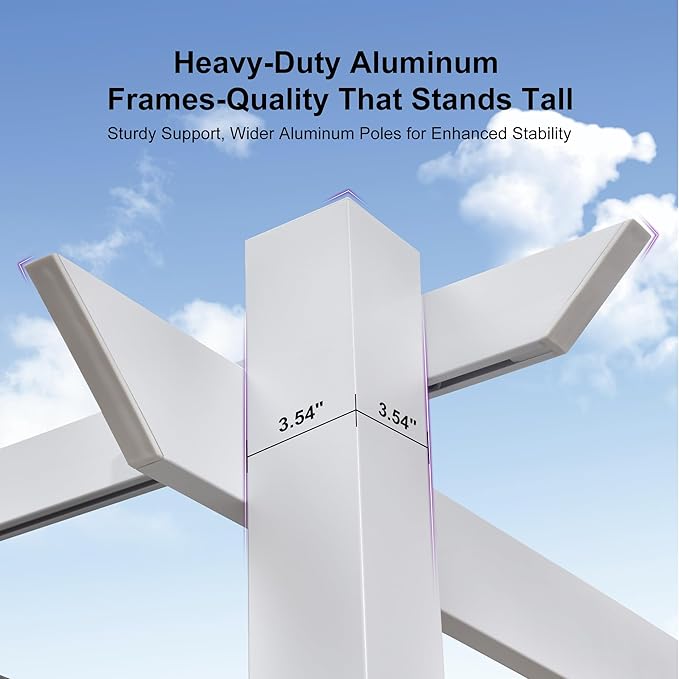 PURPLE LEAF 10' x 10' Outdoor Aluminum Pergola White Heavy-Duty Retractable - Image 8