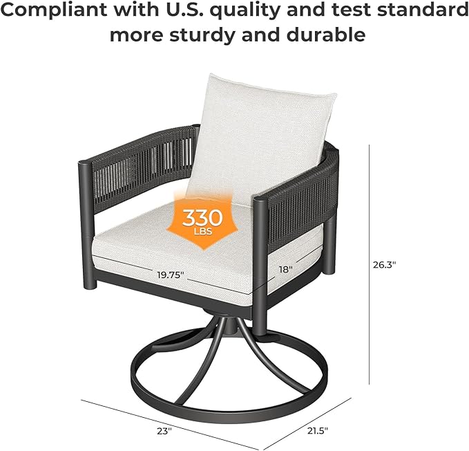 Grand patio Outdoor Dining Set, 7-Piece Patio Table and Chairs Set, Metal Woven - Image 5