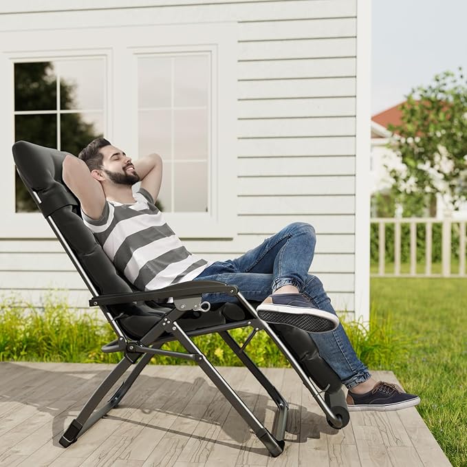 UDPATIO Oversized Zero Gravity Chair, 33In XXL Patio Reclining Chair - Image 2